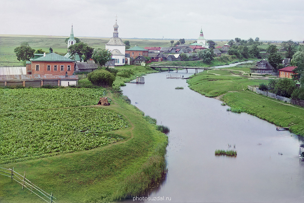 Река Каменка в Суздале на старой фотографии Прокудина-Горского