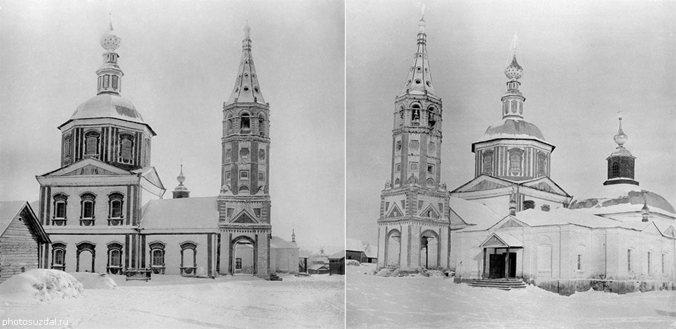 Ансамбль церквей в селе Гавриловское на старой фотографии